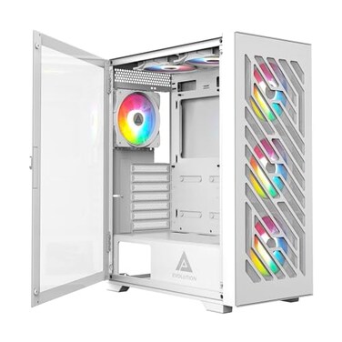 Apevia Evolution-WH Mid Tower Gaming PC Case with 6X 120MM PWM ARGB Fans