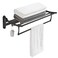 BESy Towel Racks with Foldable Towel Bar Hooks, Wall Mounted Matte Black