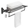 BESy Towel Racks with Foldable Towel Bar Hooks, Wall Mounted Matte Black