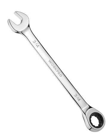WORKPRO 3/4" Ratcheting Combination Wrench, Mirror Polish Chrome Plating