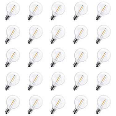 Brightown 50 Pack G40 Led Replacement Bulbs, E12 Base, 2200K, Warm White