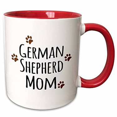 3dRose German Shepherd Dog Mom - Alsatian Dog Lover 11oz Two-Tone Red Mug