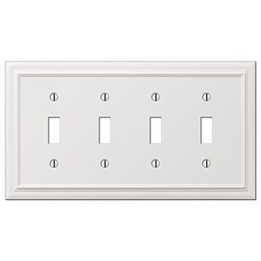 Amerelle 94T4W Continental Wallplate, 4 Toggle, Cast Metal, White, 1-Pack