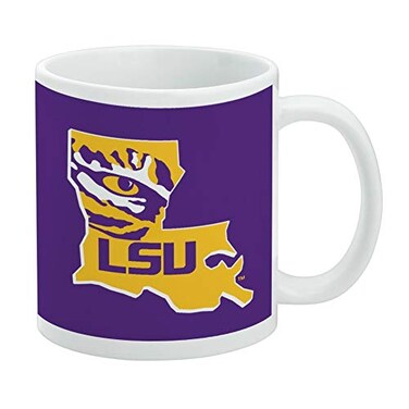 GRAPHICSMORE LSU Tiger State Mark Ceramic Coffee Mug Gift Mugs for Coffee, 11oz, White