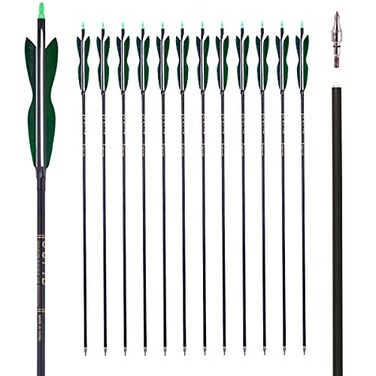 LWANO 31" Feather Carbon Arrows, Archery Hunting Target Practice Arrows 12 Pack