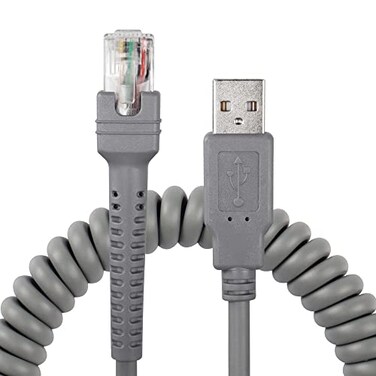 SinLoon Symbol Ls2208 USB to RJ45 Coiled Spiral Extension Cable,10ft,Grey