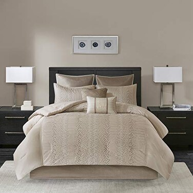 Madison Park Luxury Trendy Design Comforter Set, 8PC Cal King Bedding Set