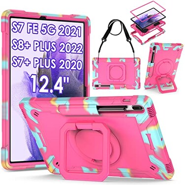 DETUOSI 360 Rotating Case for Samsung Tab S7 FE,S8 Plus,S7 Plus 12.4 Inch