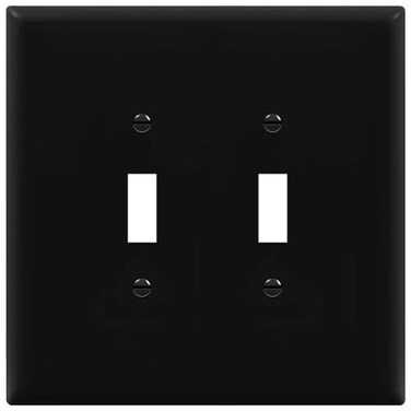 ENERLITES Oversized Double Toggle Light Switch Cover Plate, 1 Pack, Black