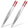 Honoson 2 Pcs Rubber Tipped Tweezers Flat Silicone Tip Round Tweezer, Red