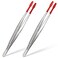 Honoson 2 Pcs Rubber Tipped Tweezers Flat Silicone Tip Round Tweezer, Red