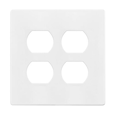 ENERLITES Screwless Double Duplex Outlet Covers Wall Plate, 1 Pack, White