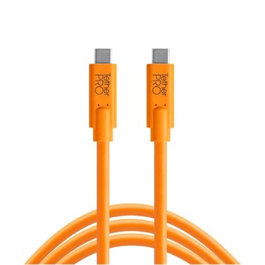 Tether Tools TetherPro USB-C to USB-C, 5Gbps Gen 1, 15' (4.6m, High-Visibility Orange