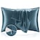 BEDELITE Zipper Satin Pillowcases, Standard Size 20"x26", Bluesteel, 2Pcs