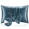 BEDELITE Zipper Satin Pillowcases, Standard Size 20"x26", Bluesteel, 2Pcs