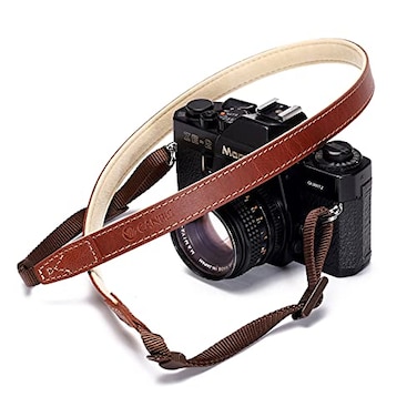 CANPIS Thin Leather Camera Neck Strap for Mirrorless Compact, Brown CP008