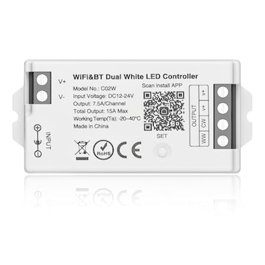BTF-LIGHTING C02W WiFi Controller for 3pin SMD/COB CCT(CW WWLED Strip