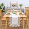 BrekSdat Lace Table Runner Waterproof Fabric Washable Off White 16x35inch