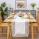 BrekSdat Lace Table Runner Waterproof Fabric Washable Off White 16x70inch