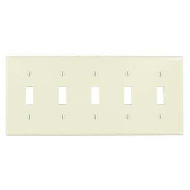 Leviton Electrical Wall Plate, Toggle Switch, 5-Gang - 78023, Light Almond