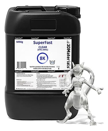 3DMaterials SuperFast 8K 3D Printer Resin Water Washable, 0.5 sec Print (5000g, Clear