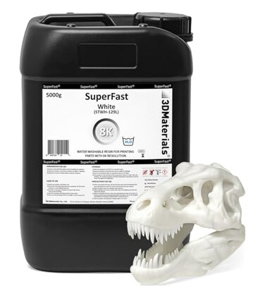 3DMaterials SuperFast 8K 3D Printer Resin Water Washable, 0.5 sec Print (5000g, White