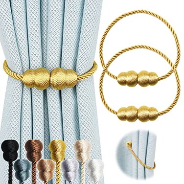 Hangtty Magnetic Curtain Tiebacks Decorative Rope Curtain Holdbacks Drapes