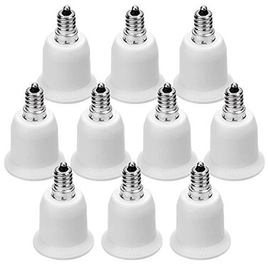 JACKYLED 10-Pack E12 to E26 Adapter,E26 E27 Converter Light Socket Adapter