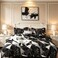 CLOTHKNOW Black White Marble King Comforter Set 3Pcs Triangle Bedding Sets
