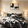 CLOTHKNOW Black White Marble King Comforter Set 3Pcs Triangle Bedding Sets