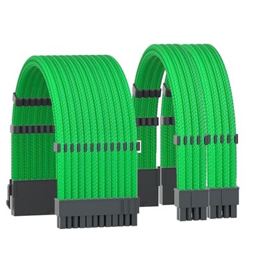 Formulamod PSU Cable Extension Kit,Sleeved 1x 24pin ATX/2x 8(44pin EPS Cable,Green