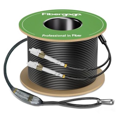 FibergagaOutdoor LC to LC OM3 Fiber Patch Cable Multimode TPU, 50M(165ft