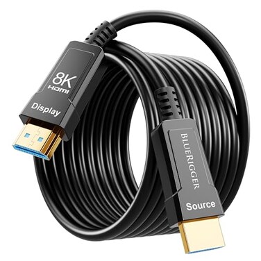 BlueRigger 10K 8K Fiber Optic HDMI 2.1 Cable 75FT in-Wall CL3 Rated 48Gbps