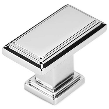 KOOFIZO 10 Pack Polished Chrome Cabinet Knobs, Rectangular Single Hole K07