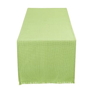 DII Everyday Collection, Fringed Solid Tabletop, Table Runner, 14x72, Green