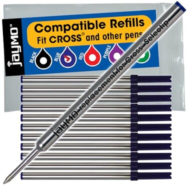 Jaymo Replacement for Cross Selectip 8521 - Gel Rolling Ball Pen Refill - 12 Blue