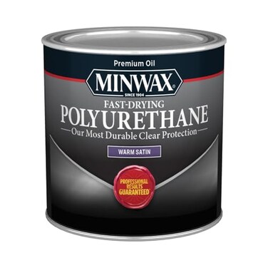 Minwax Fast Drying Polyurethane Protective Wood Finish, Clear Satin, &frac12; Pint