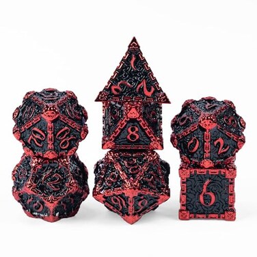 Cusdie 7Pcs Metal Dice with Metal Box,Dagger Design Polyhedral DND Dice Set