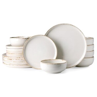 AmorArc Stoneware Dinnerware Sets for 6,18Pcs Ceramic Plates and Bowls Sets