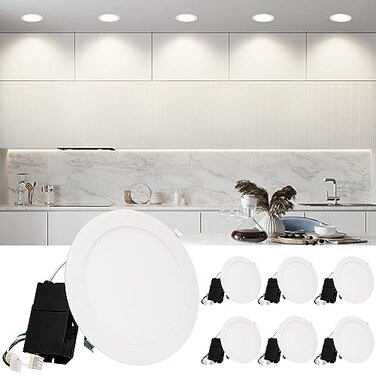 TORCHSTAR 6-Pack 8 Inch Ultra-Thin LED Recessed Ceiling Light, 4000K, CRI90