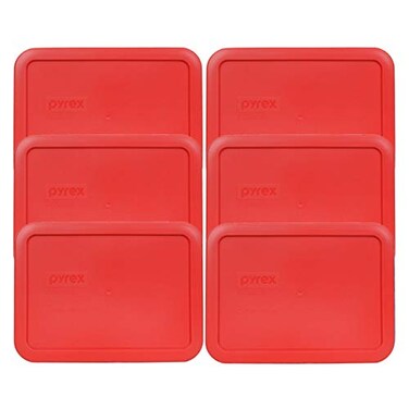 Pyrex 7210-PC 3-Cup Red Food Storage Replacement Lid (6-Pack- Made in USA
