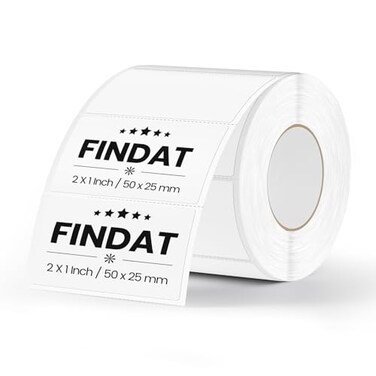 FINDAT Thermal Labels White 2 x 1 Inch Vinyl Direct Printer Sticker 500 PCS
