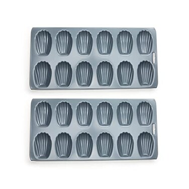 Fox Run Premium Non-Stick Madeleine Pan, Set of 2, 12 Cup Shell Cookie Pans