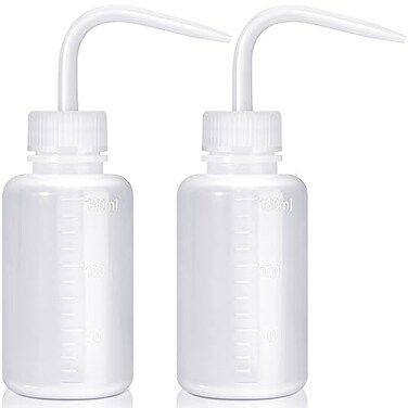 Valchoose 150ml White LDPE Wash Bottle, Bent Nozzle, Portable Design, 2 Set