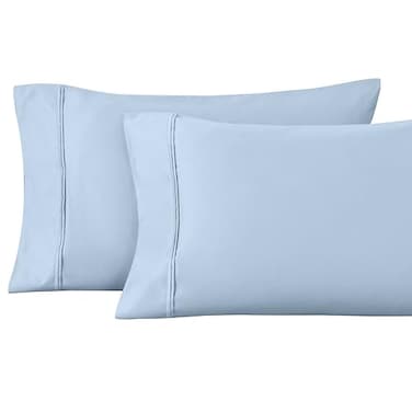Superior 1200 Thread Count Egyptian Cotton Pillowcase Set, King, Light Blue
