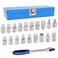JEUCLEL 20PCS 3/8" Drive Oil Drain Sump Plug Key Set, Drain Plug Socket Kit