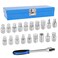 JEUCLEL 20PCS 3/8" Drive Oil Drain Sump Plug Key Set, Drain Plug Socket Kit