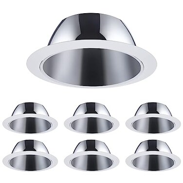 TORCHSTAR 6-Pack 6 Inch Recessed Light Trim, Step Baffle Aluminum Reflector