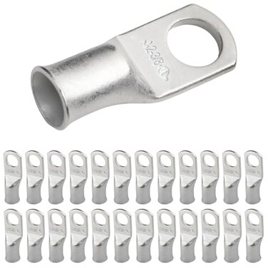 SELTERM 25pcs 2 AWG 3/8" Stud Marine Grade Tinned Copper Battery Cable Lugs
