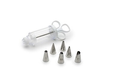 Fox Run Icing Syringe Decorating Set, Metallic, 7-Piece, 2.25 x 3 x 8 inches